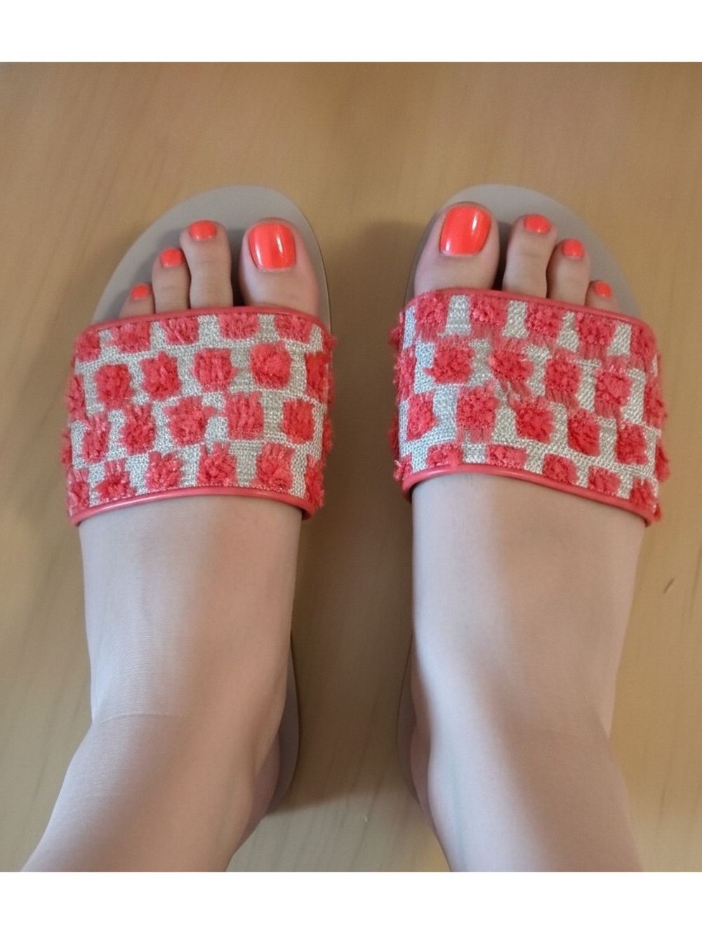 Talbots Women's Size 9 Pink and Beige Slide Sandals